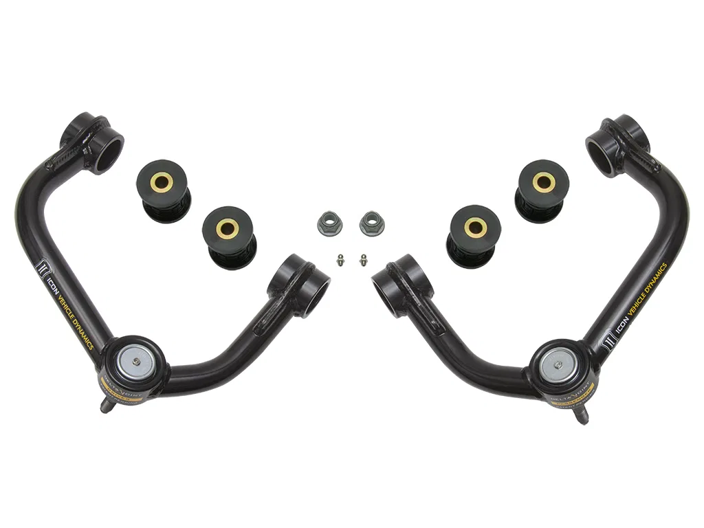 98500DJ – ICON Control Arm, Tubular Non Adjustable Black Steel Greaseable Set Of 2